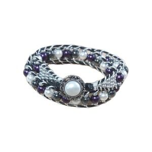 Double Wrap Beaded Leather Bracelet